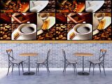 Kahve Kolajlı Cafe Duvar Kağıdı Baskı