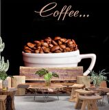 Kahve Fincanlı Cafe Duvar Kağıdı Baskı