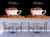 Kahve Fincanlı Cafe Duvar Kağıdı Baskı