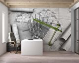 Mimari Çizim Emlak ve Gayrimenkul Duvar Kağıdı Baskı