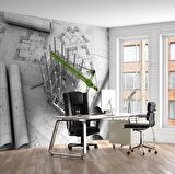 Mimari Çizim Emlak ve Gayrimenkul Duvar Kağıdı Baskı