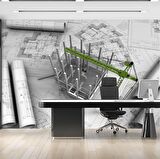 Mimari Çizim Emlak ve Gayrimenkul Duvar Kağıdı Baskı