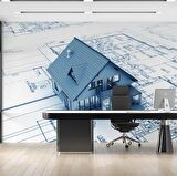 Ev Çizim Emlak ve Gayrimenkul Duvar Kağıdı Baskı