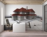 Mimari Ev Çizim Emlak ve Gayrimenkul Duvar Kağıdı Baskı