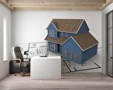 Mimari Ev Çizimi Emlak ve Gayrimenkul Duvar Kağıdı Baskı