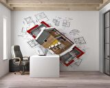 Mimari Proje Çizimi Gayrimenkul Emlak ve Gayrimenkul Duvar Kağıdı Baskı