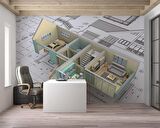 Mimari Proje Çizimi Gayrimenkul Emlak ve Gayrimenkul Duvar Kağıdı Baskı