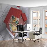 Mimari Ev Çizimi Gayrimenkul Emlak ve Gayrimenkul Duvar Kağıdı Baskı