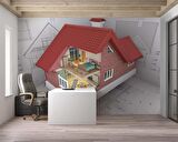 Mimari Ev Çizimi Gayrimenkul Emlak ve Gayrimenkul Duvar Kağıdı Baskı