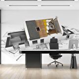 Mimari Ev Projesi Gayrimenkul Emlak ve Gayrimenkul Duvar Kağıdı Baskı