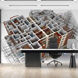 Mimari Apartman Projesi Gayrimenkul Emlak ve Gayrimenkul Duvar Kağıdı Baskı