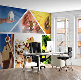 Ev Desenli Gayrimenkul Emlak ve Gayrimenkul Duvar Kağıdı Baskı