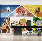 Ev Desenli Gayrimenkul Emlak ve Gayrimenkul Duvar Kağıdı Baskı