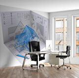 Mimari Ev Çizimli Gayrimenkul Emlak ve Gayrimenkul Duvar Kağıdı Baskı