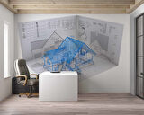 Mimari Ev Çizimli Gayrimenkul Emlak ve Gayrimenkul Duvar Kağıdı Baskı