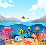 Deniz Altı Balık Duvar Kağıdı Baskı