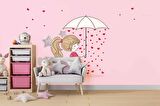 Kız Çizimi Çocuk Odası Duvar Kağıdı Baskı