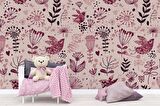 Kuş ve Çiçek Desenli Çocuk Odası Duvar Kağıdı Baskı