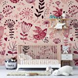 Kuş ve Çiçek Desenli Çocuk Odası Duvar Kağıdı Baskı