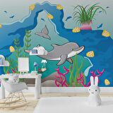 Denizaltı Yunus Çocuk Odası Duvar Kağıdı Baskı