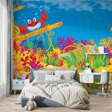 Deniz Altı Dünyası Yengeçli Duvar Kağıdı Baskı