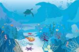 Mavi Su Altı Dünyası Çocuk Duvar Duvar Kağıdı Baskı
