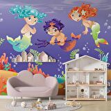 Su Altı Minik Yüzücüler Çocuk Duvar Duvar Kağıdı Baskı