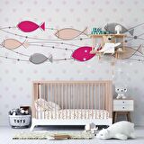 Balıklı Çocuk Odası Duvar Kağıdı Baskı