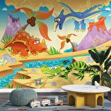 Dinozor Çağı Çocuk Odası Duvar Kağıdı Baskı