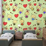 Minik Çocuk Desenli Çocuk Odası Duvar Kağıdı Baskı