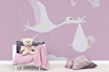 Bebek Getiren Leylek Çocuk Odası Duvar Kağıdı Baskı