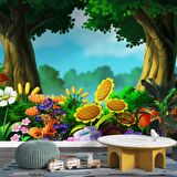 Orman Çiçekleri Çocuk Odası Duvar Kağıdı Baskı