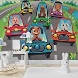 Araba Yarışları Çocuk Odası Duvar Kağıdı Baskı
