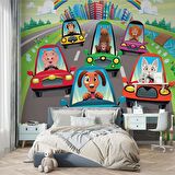 Araba Yarışları Çocuk Odası Duvar Kağıdı Baskı