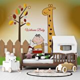 Zürafa Görselli Çocuk Odası Duvar Kağıdı Baskı