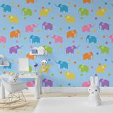 Fil Desenli Çocuk Odası Duvar Kağıdı Baskı
