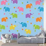 Fil Desenli Çocuk Odası Duvar Kağıdı Baskı