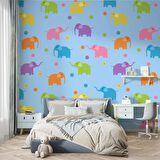 Fil Desenli Çocuk Odası Duvar Kağıdı Baskı