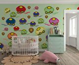 Mantar Arabalar Çocuk Odası Duvar Kağıdı Baskı