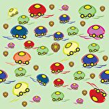 Mantar Arabalar Çocuk Odası Duvar Kağıdı Baskı