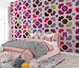 Kalp ve Çiçek Desenli Çocuk Çocuk Odası Duvar Kağıdı Baskı