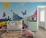 Sevimli Kasaba Çocuk Çocuk Odası Duvar Kağıdı Baskı