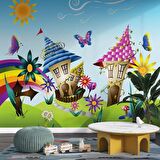 Sevimli Kasaba Çocuk Çocuk Odası Duvar Kağıdı Baskı
