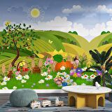 Sevimli Tarla Çocuk Odası Duvar Kağıdı Baskı