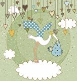 Bebek Getiren Sevimli Leylek Çocuk Odası Duvar Kağıdı Baskı