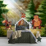 Orman Hayvanları Çocuk Odası Duvar Kağıdı Baskı