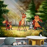 Orman Hayvanları Çocuk Odası Duvar Kağıdı Baskı