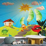 Çizgi Film Karakterli Çocuk Odası Duvar Kağıdı Baskı