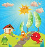 Çizgi Film Karakterli Çocuk Odası Duvar Kağıdı Baskı