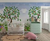 Meyve Ağaçlı Çocuk Odası Duvar Kağıdı Baskı
